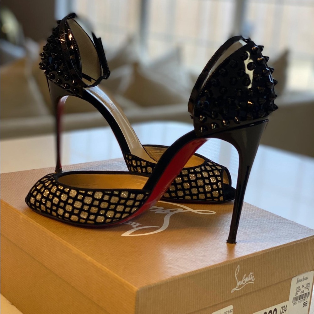 Christian Louboutin: PINA SPIKE 100 GLITTER FLOQUE